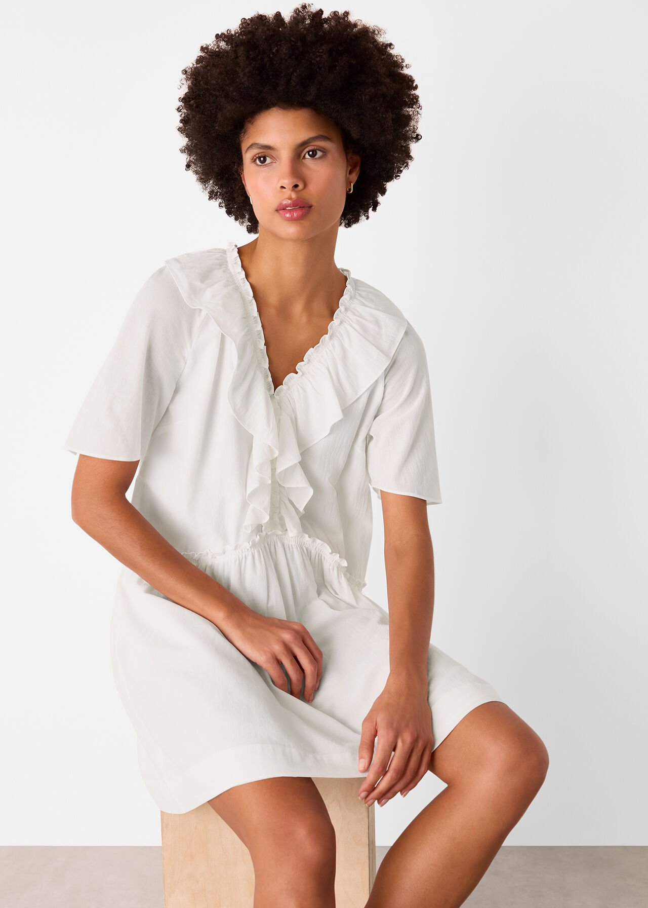 Ruffle Trapeze Mini Dress