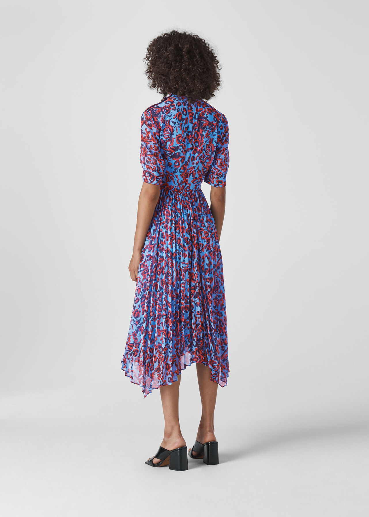 Jungle Cat Pleated Dress Blue/Multi