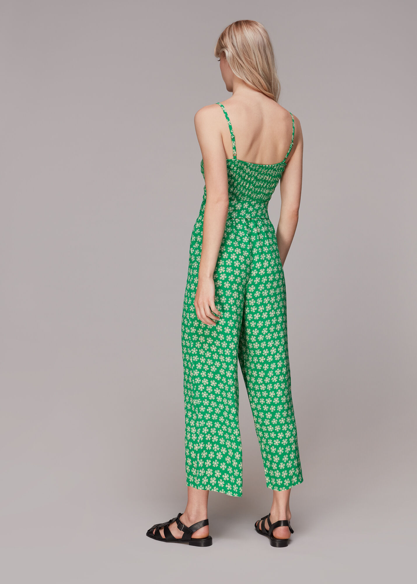 Green/Multi Daisy Check Print Jumpsuit WHISTLES