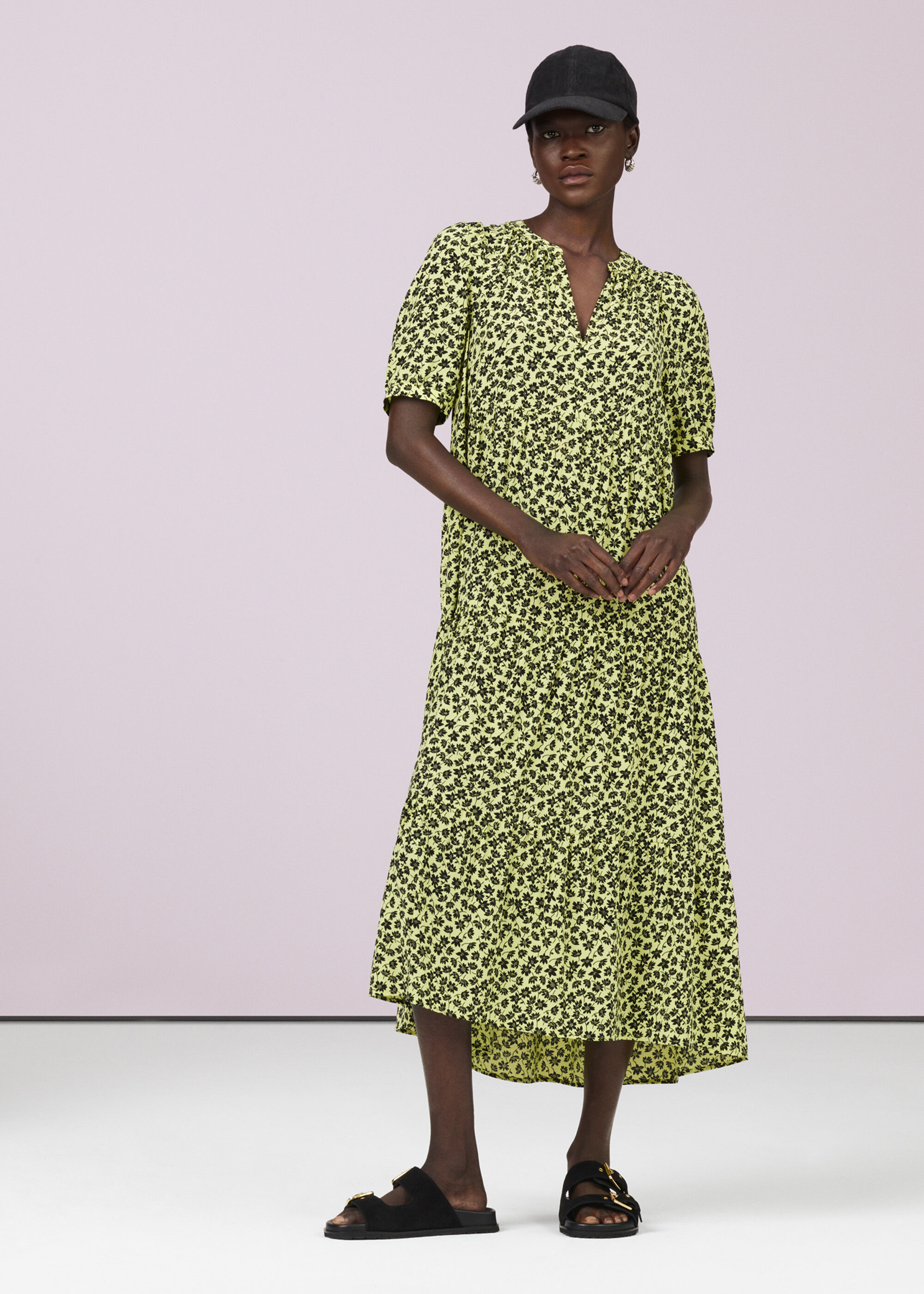 Floral trapeze dress hot sale