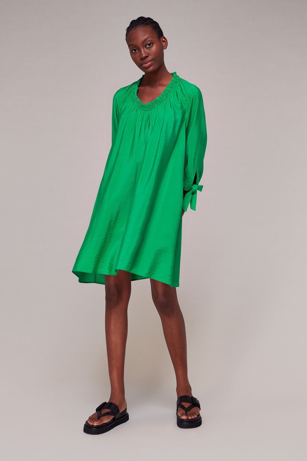 Lydia Gathered Trapeze Dress