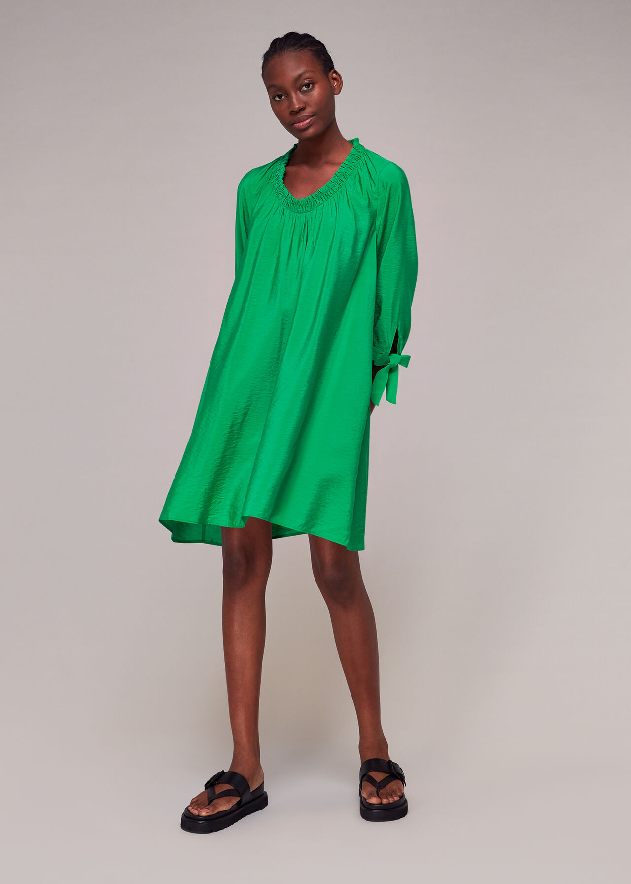 Lydia Gathered Trapeze Dress