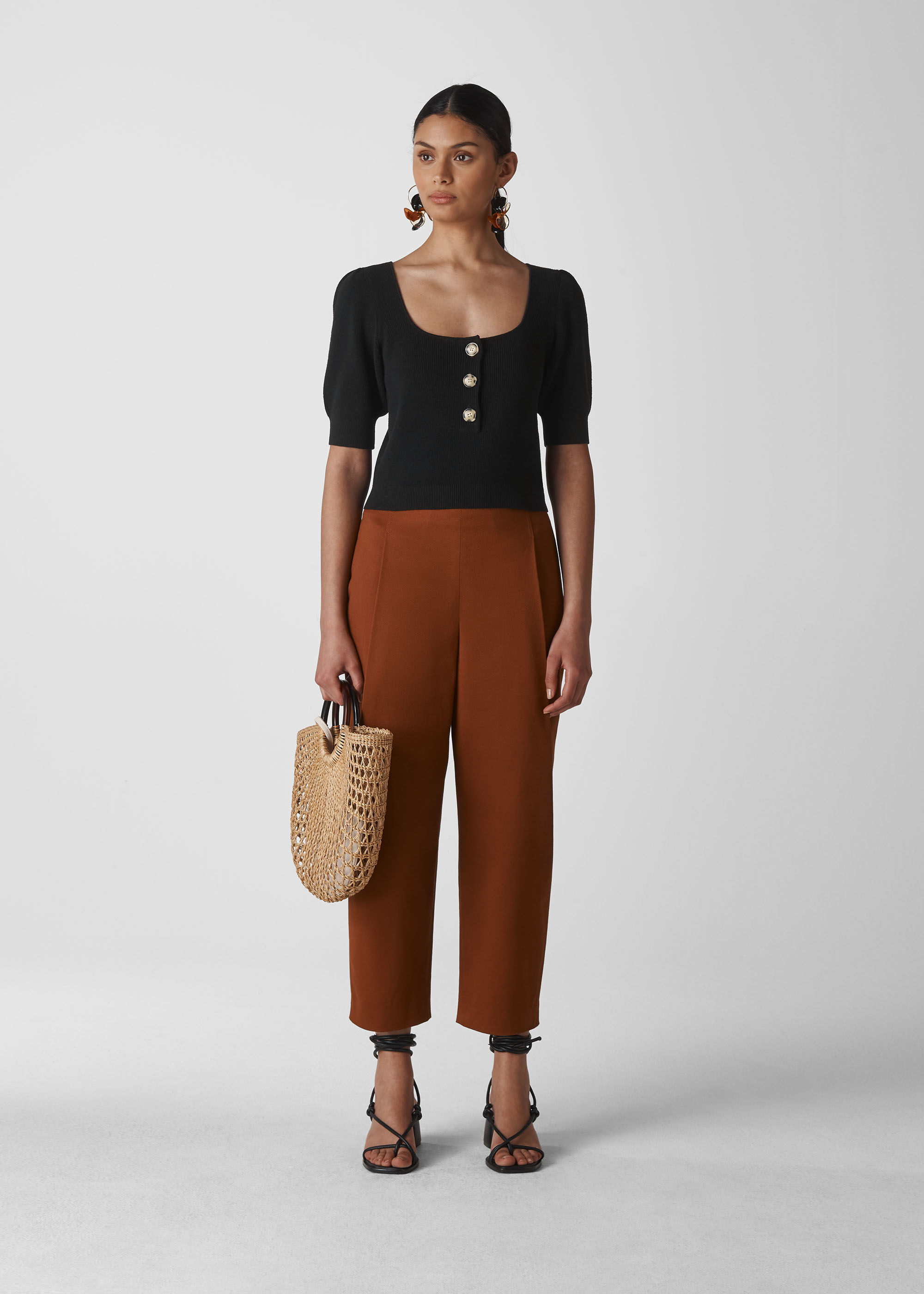 square neck button down top