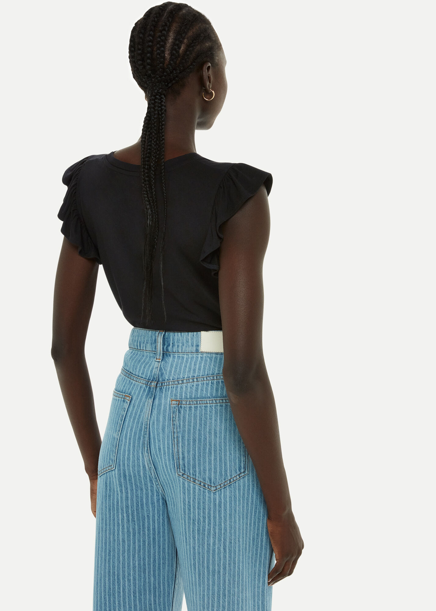 Black frill shoulder top store