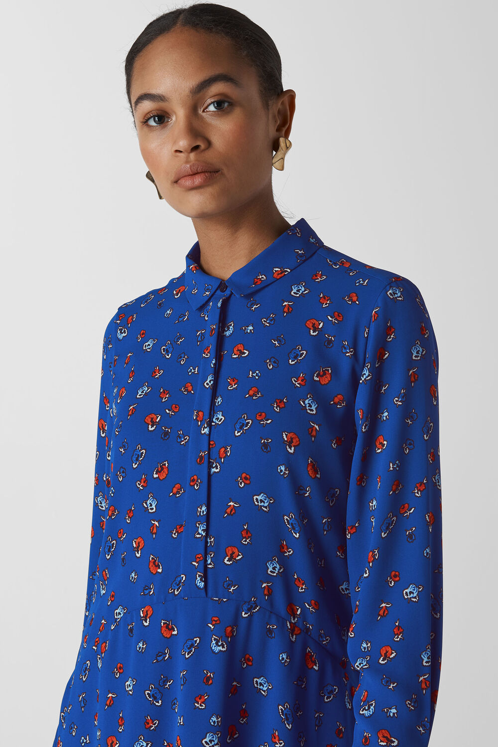 Ditsy Floral Print Shirt Dress Blue/Multi