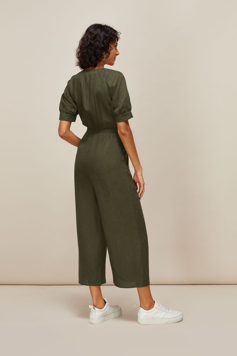Nora Linen Jumpsuit Khaki