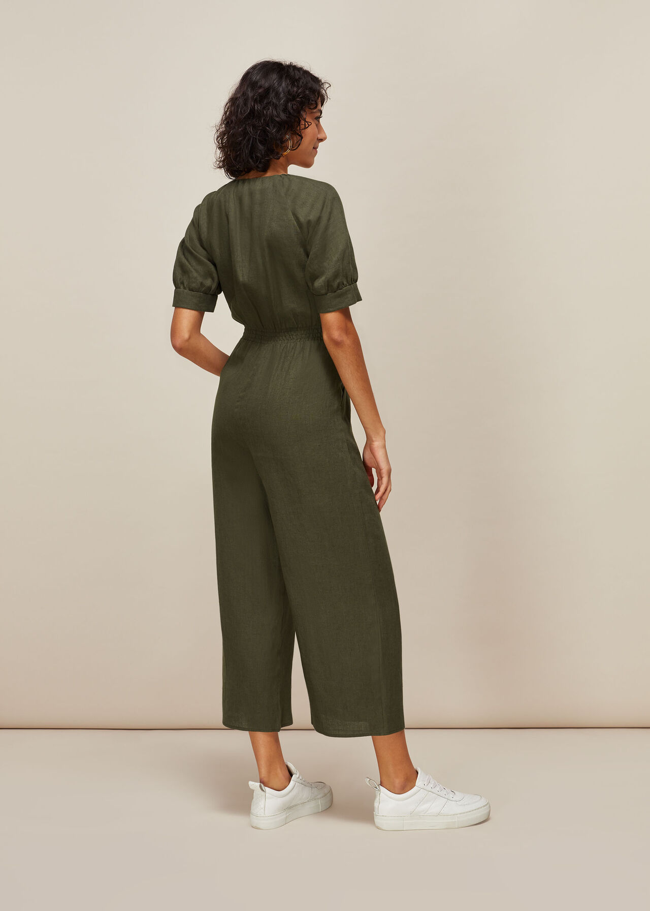 Nora Linen Jumpsuit Khaki