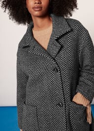 Herringbone Funnel Neck Coat