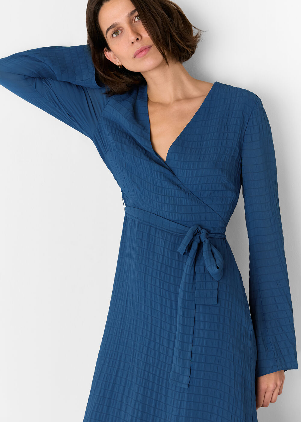 Alex Textured Wrap Midi Dress
