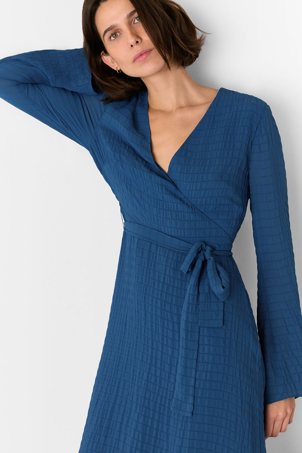 Alex Textured Wrap Midi Dress