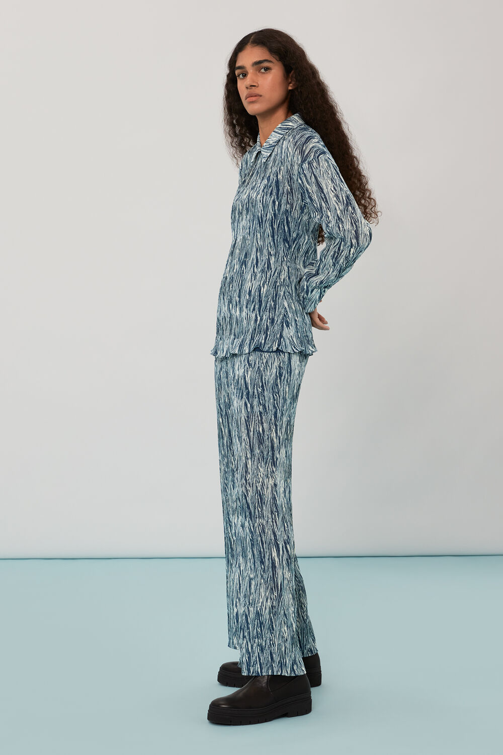 Marble Stripe Plisse Trousers