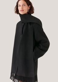 Double Face Wool Fringe Coat