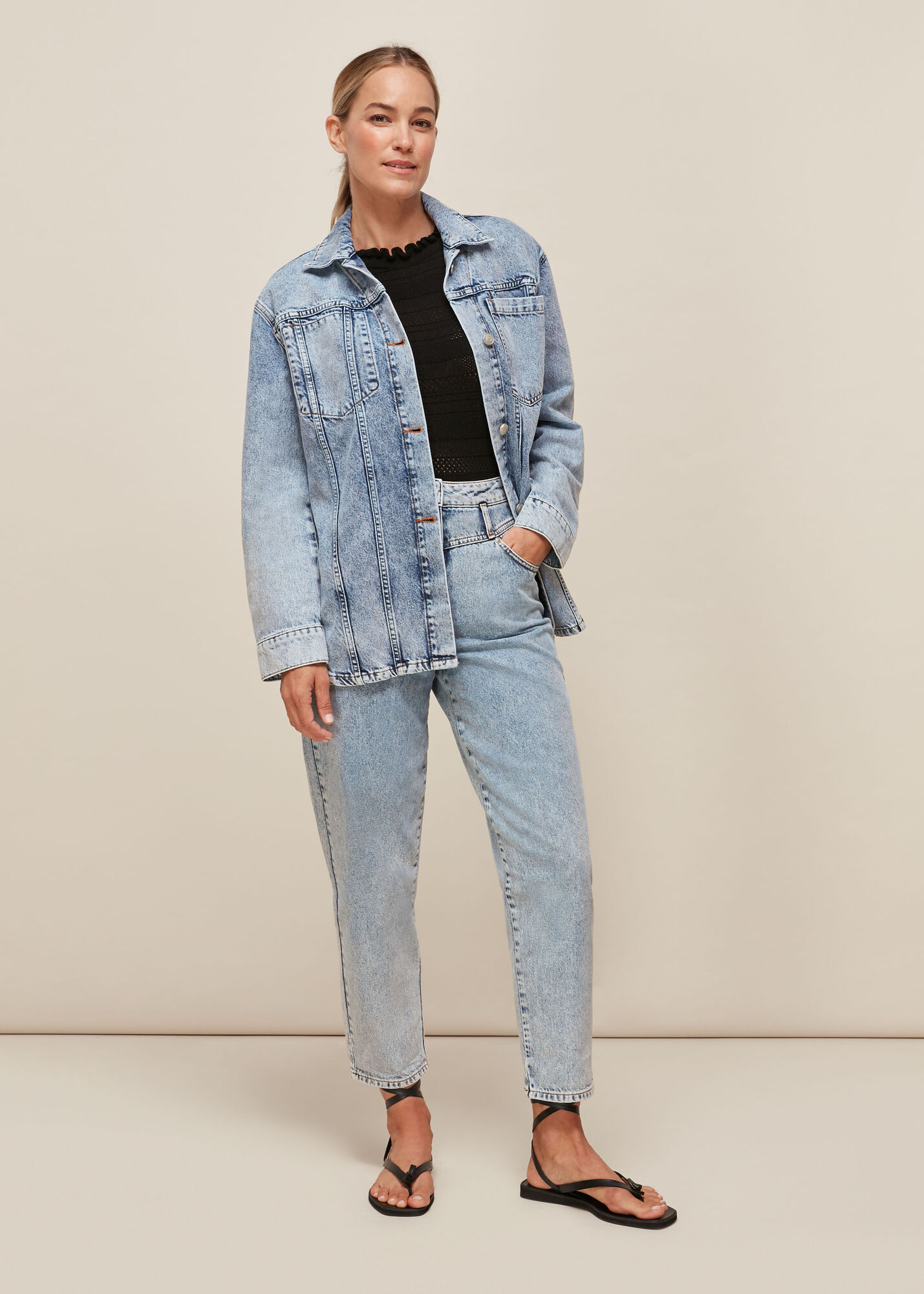 Denim Acid Wash Denim Overshirt WHISTLES