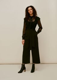 Mixed Lace Frill Jumpsuit Black