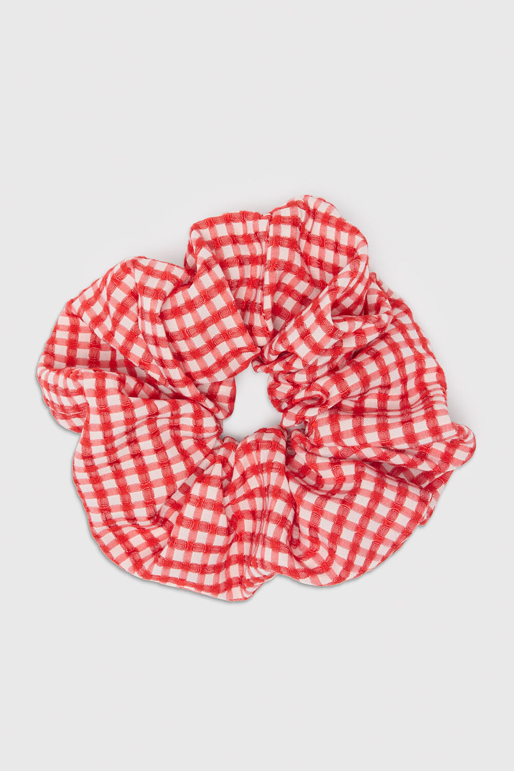 Red Gingham Shirred Scrunchie