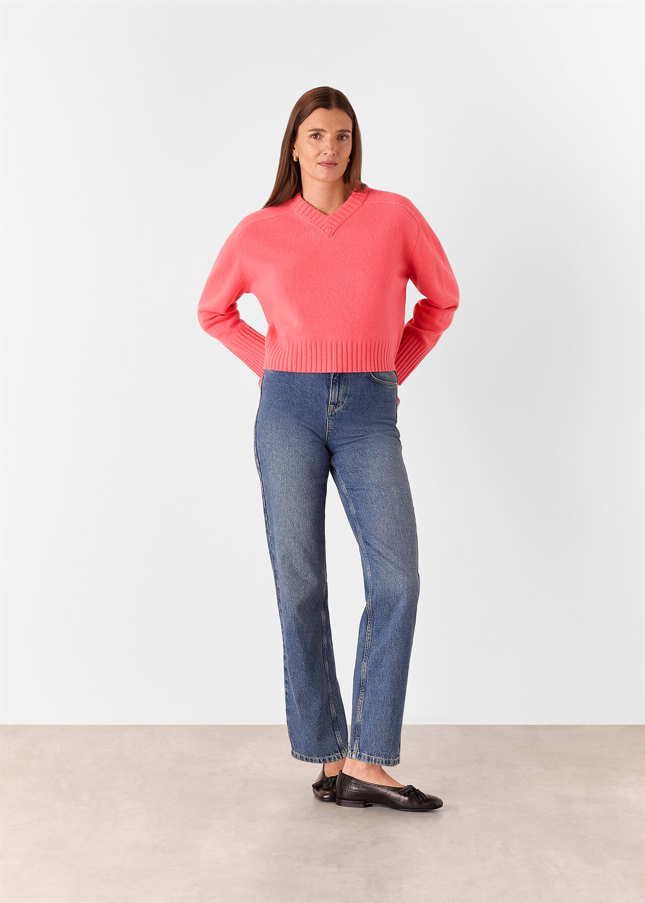 Wool V Neck Knitted Jumper