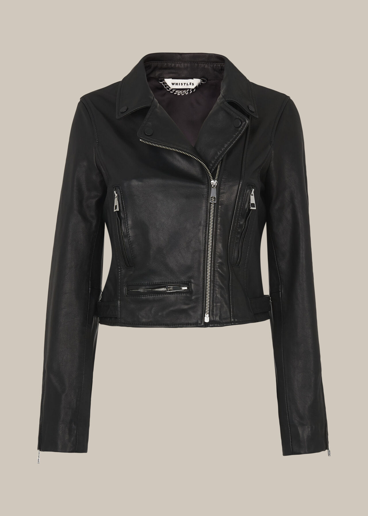 India Cropped Biker Jacket Black