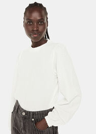 Textured Puff Sleeve Crew Neck