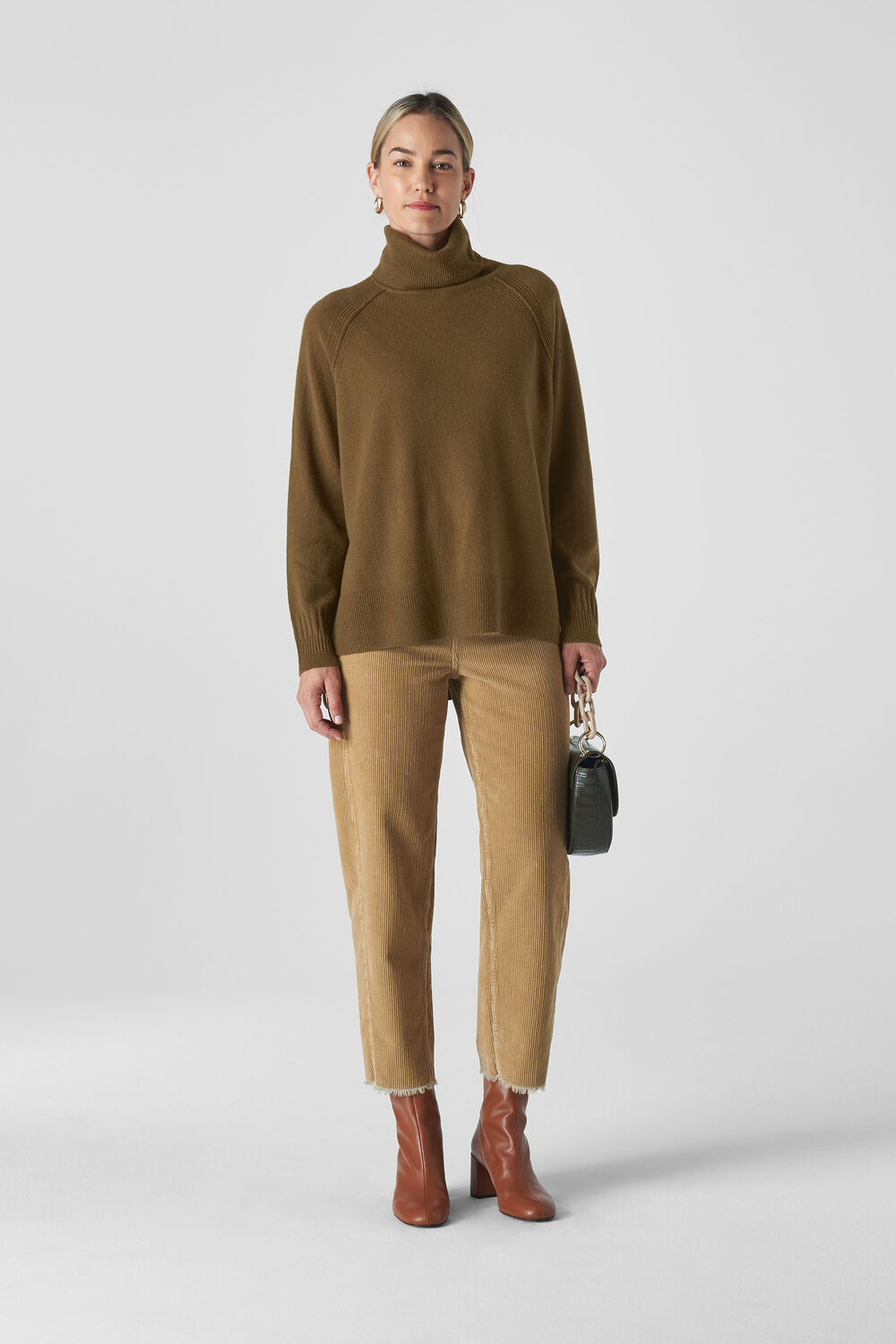 Cashmere Roll Neck Sweater Olive