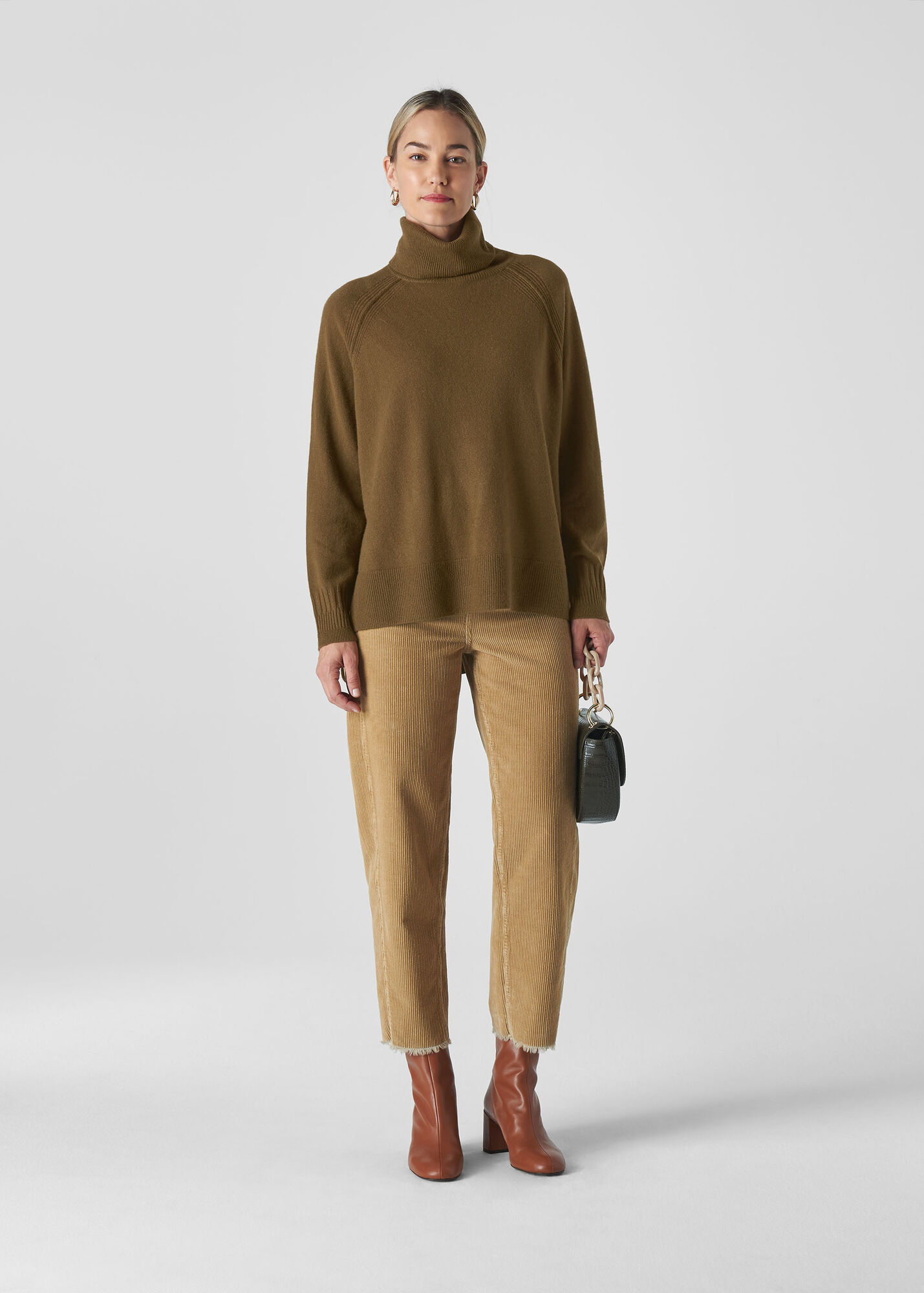 Olive Cashmere Roll Neck | WHISTLES
