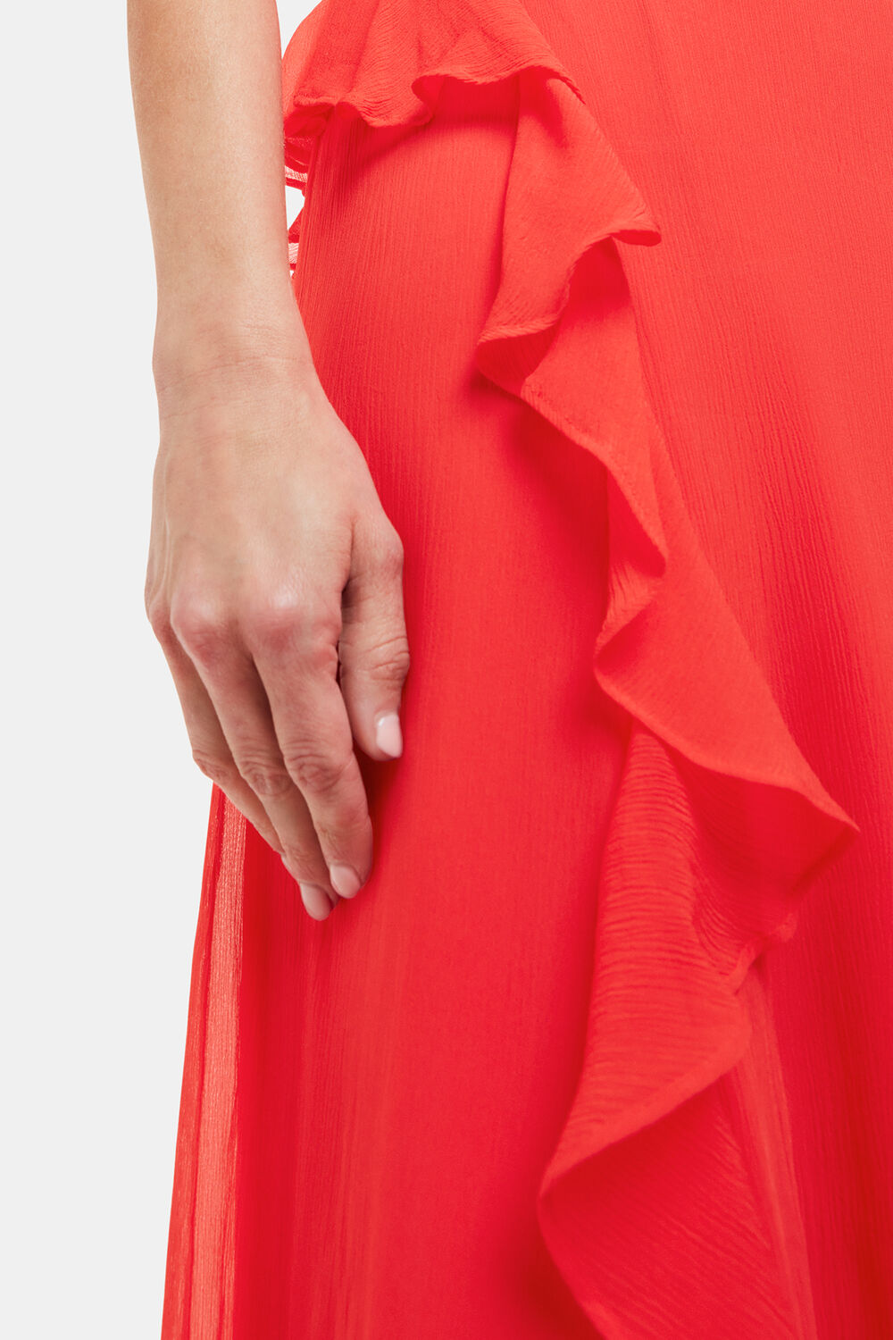 Red Petite Nellie Frill Detail Midi Dress