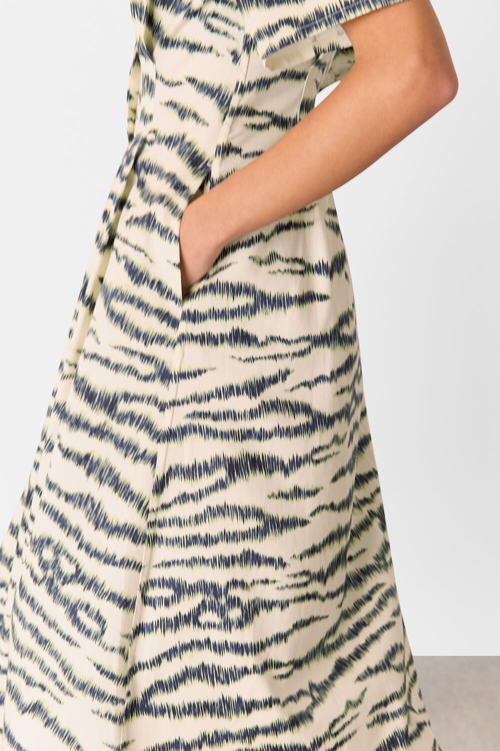 Ivory Feathered Tiger Midi Dress