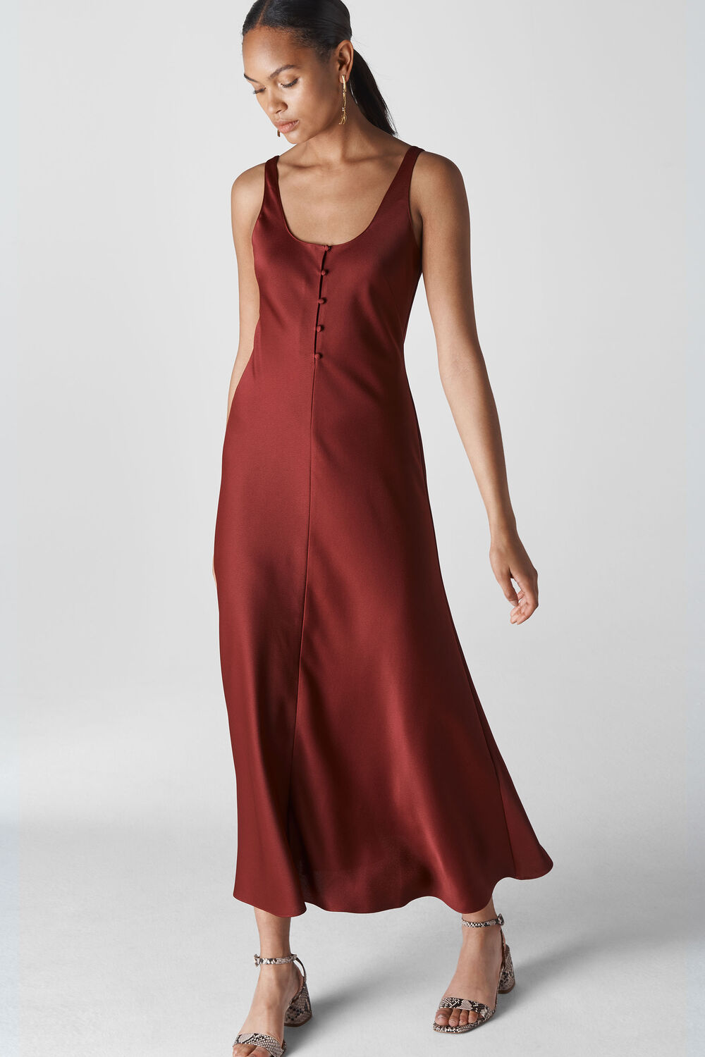 Pippa Satin Slip Dress Burgundy