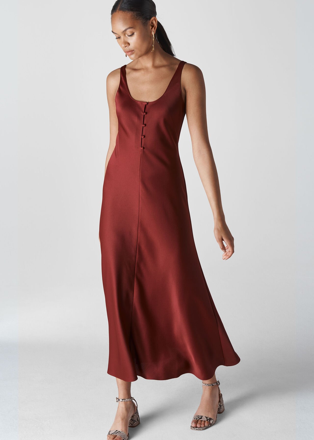 Burgundy Pippa Satin Slip Dress Whistles Whistles