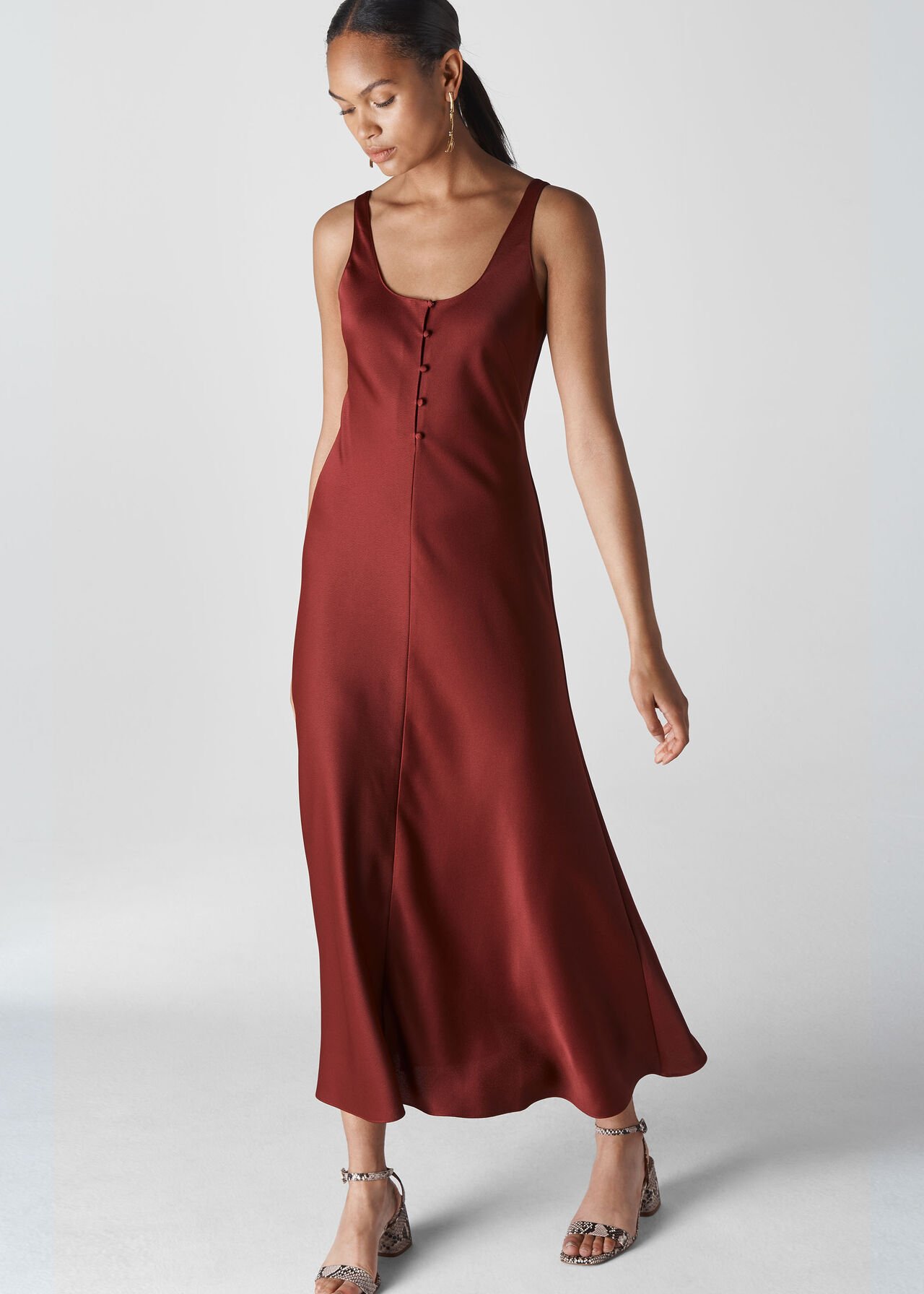 Pippa Satin Slip Dress Burgundy