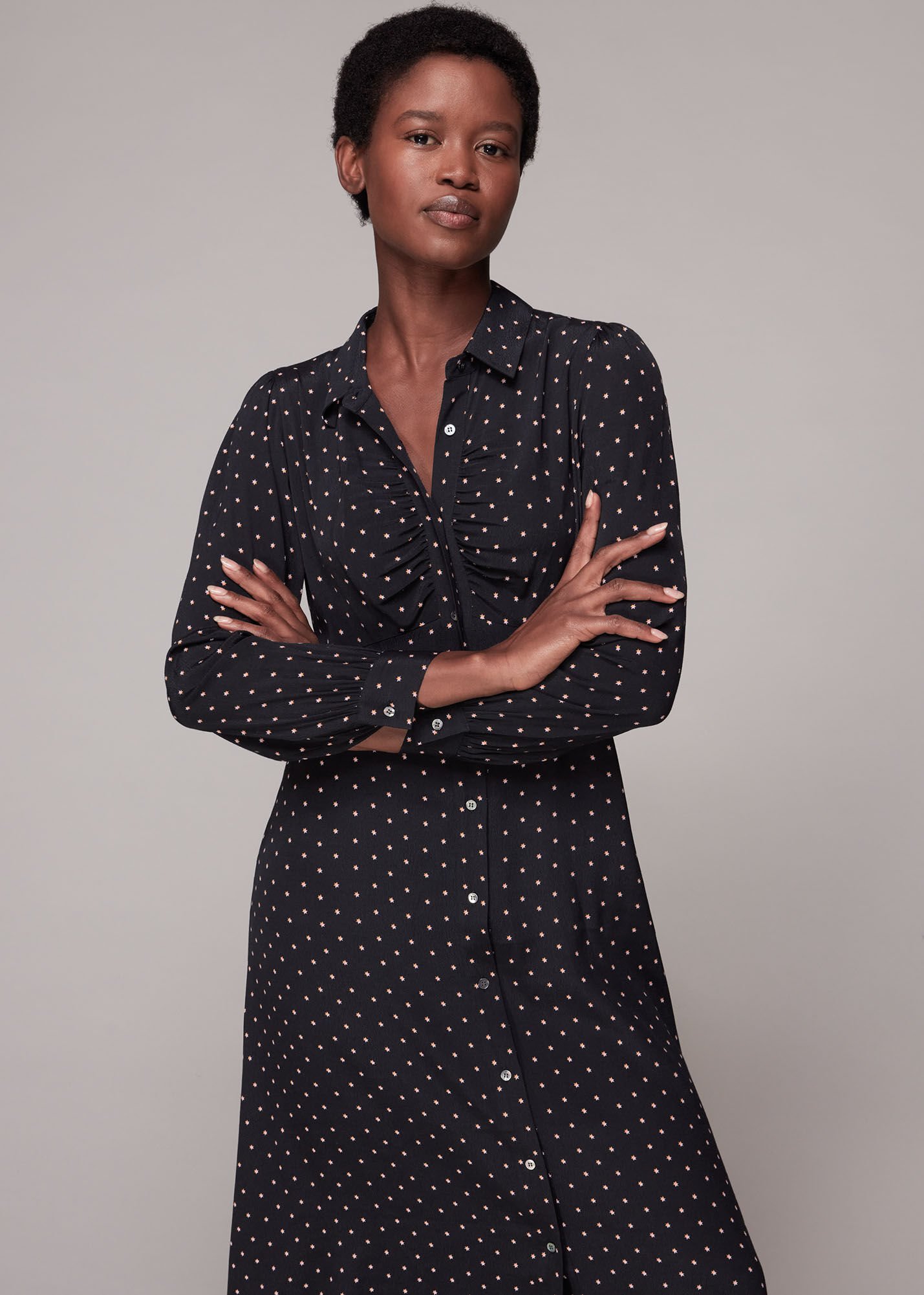Mollie black shop print shirt dress