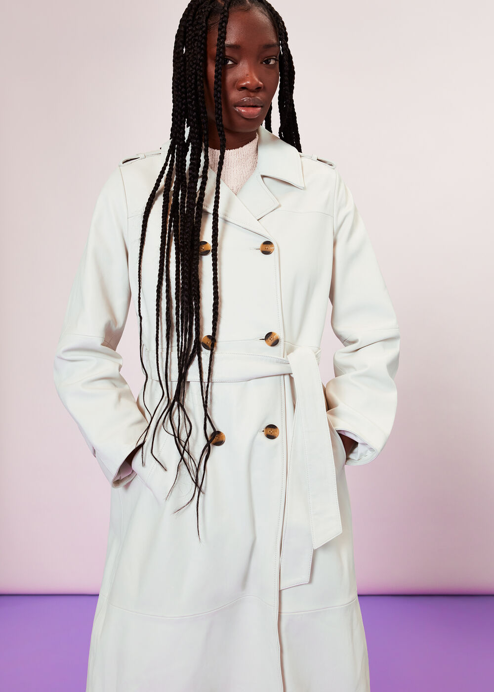 Gemma Leather Trench Coat