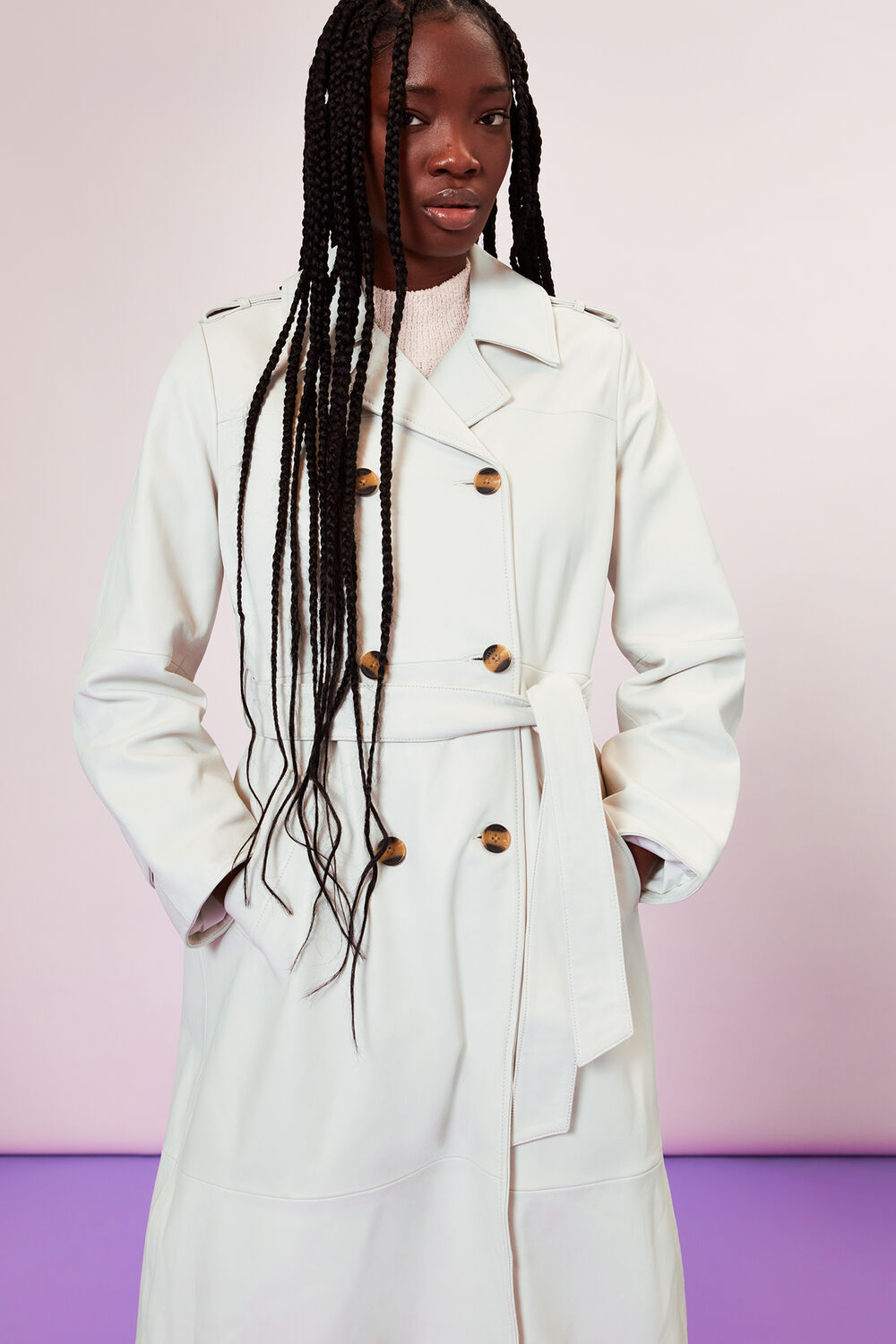 Gemma Leather Trench Coat