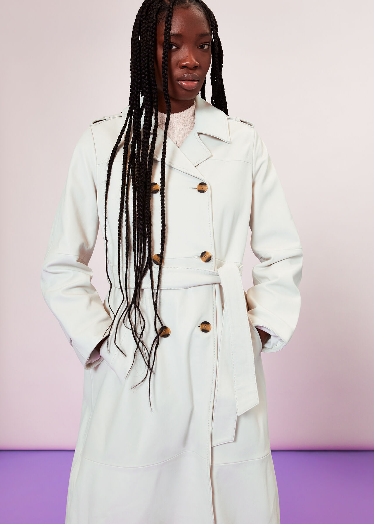 Gemma Leather Trench Coat