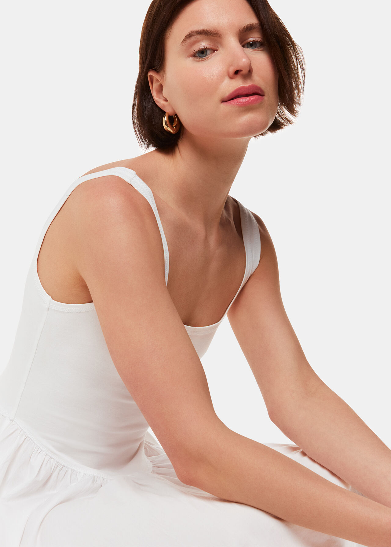 Poplin Cotton Mix Midi Dress