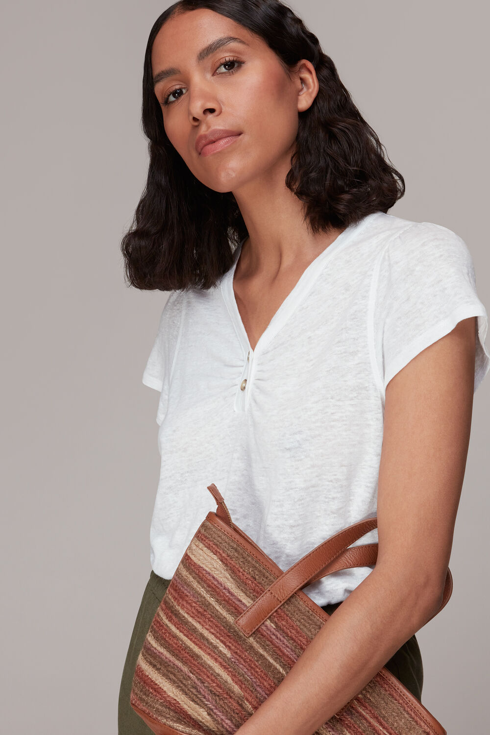 Cada Button Linen Mix Tee