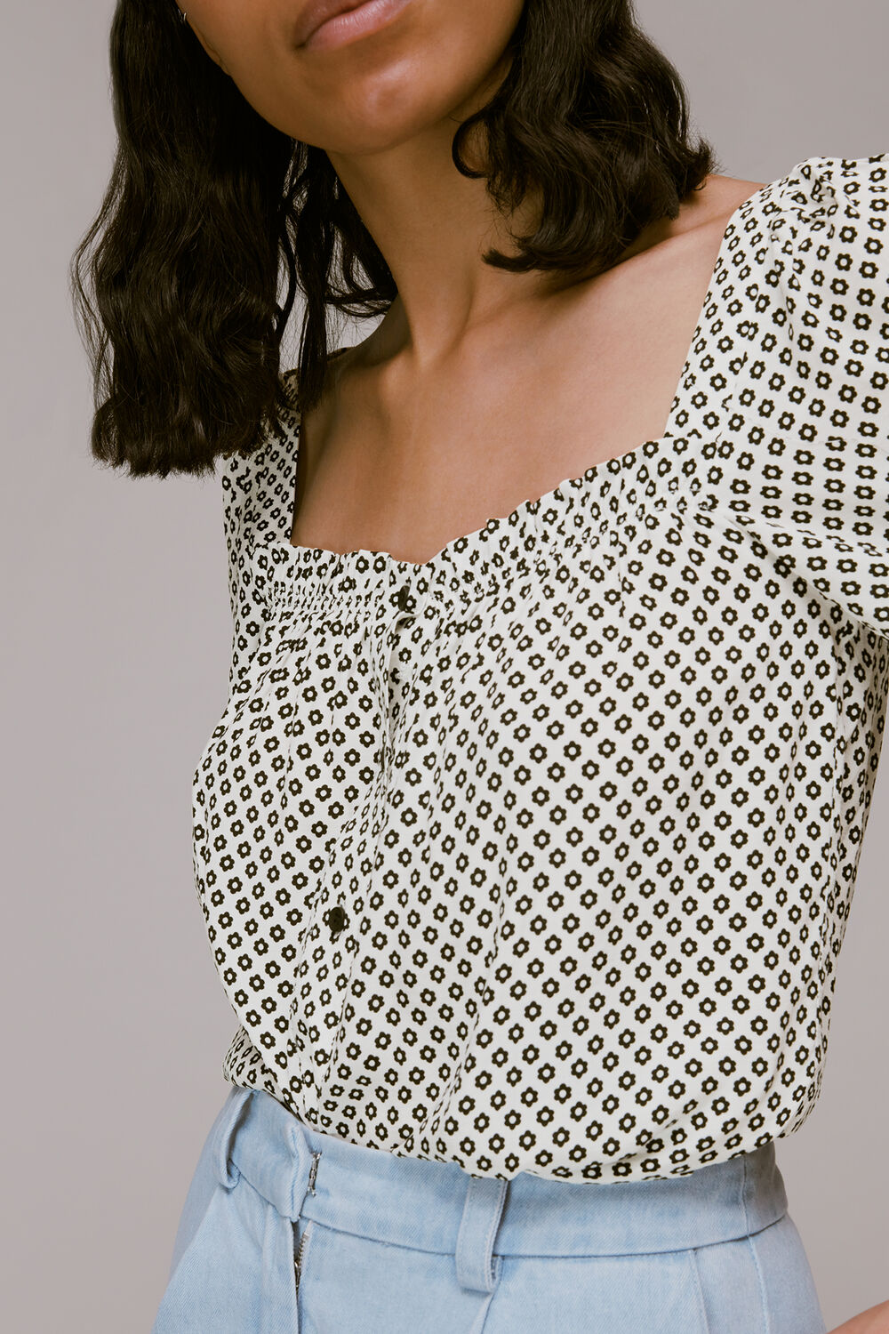 Tia Square Neck Daisy Blouse