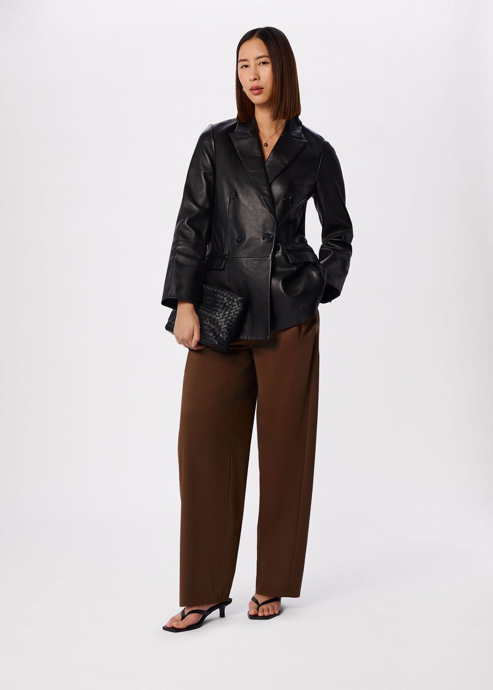 Aliza Waisted Leather Blazer