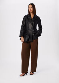 Aliza Waisted Leather Blazer