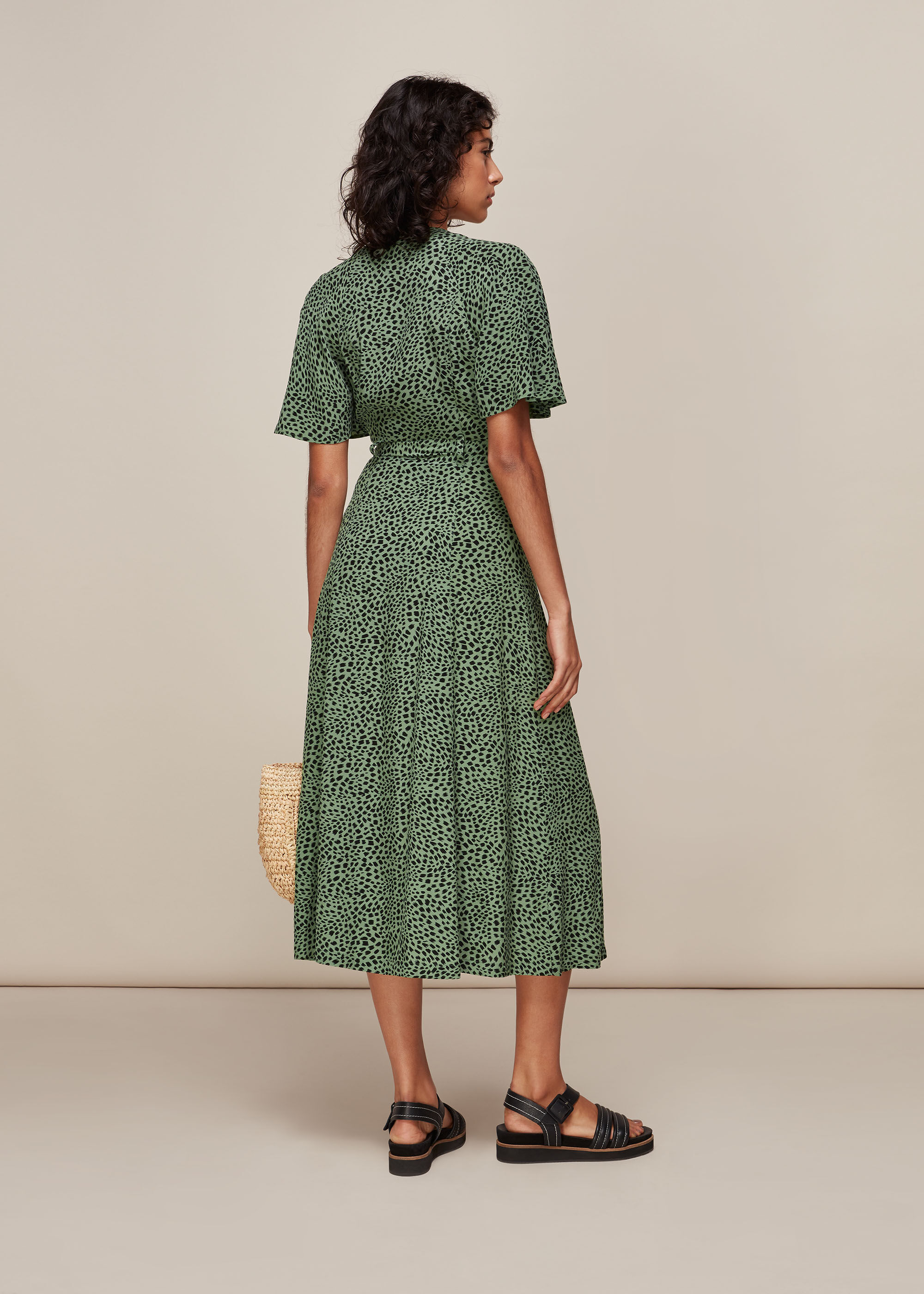 Warehouse green animal print shirt dress clearance