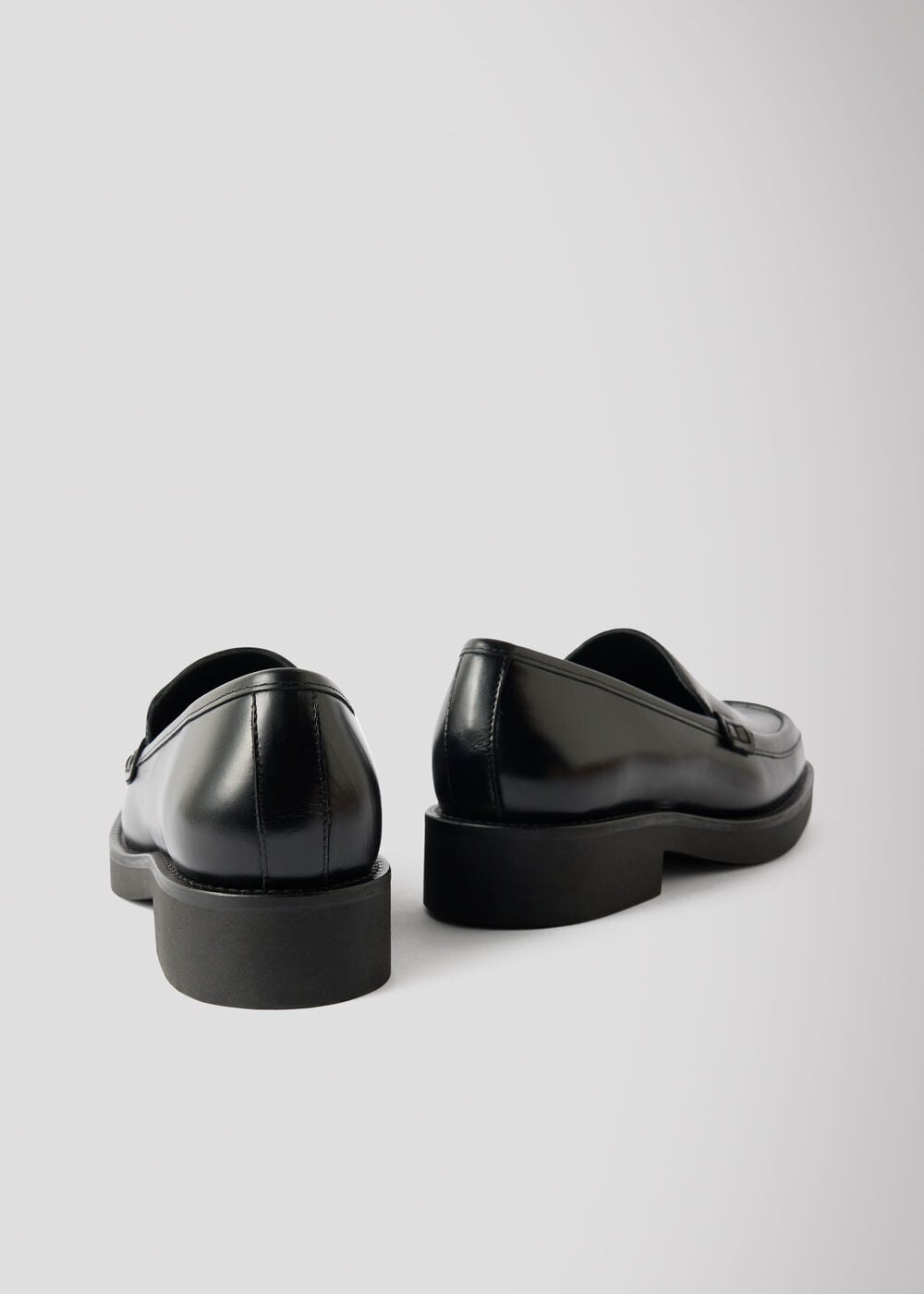 Black Square Toe Leather Loafer
