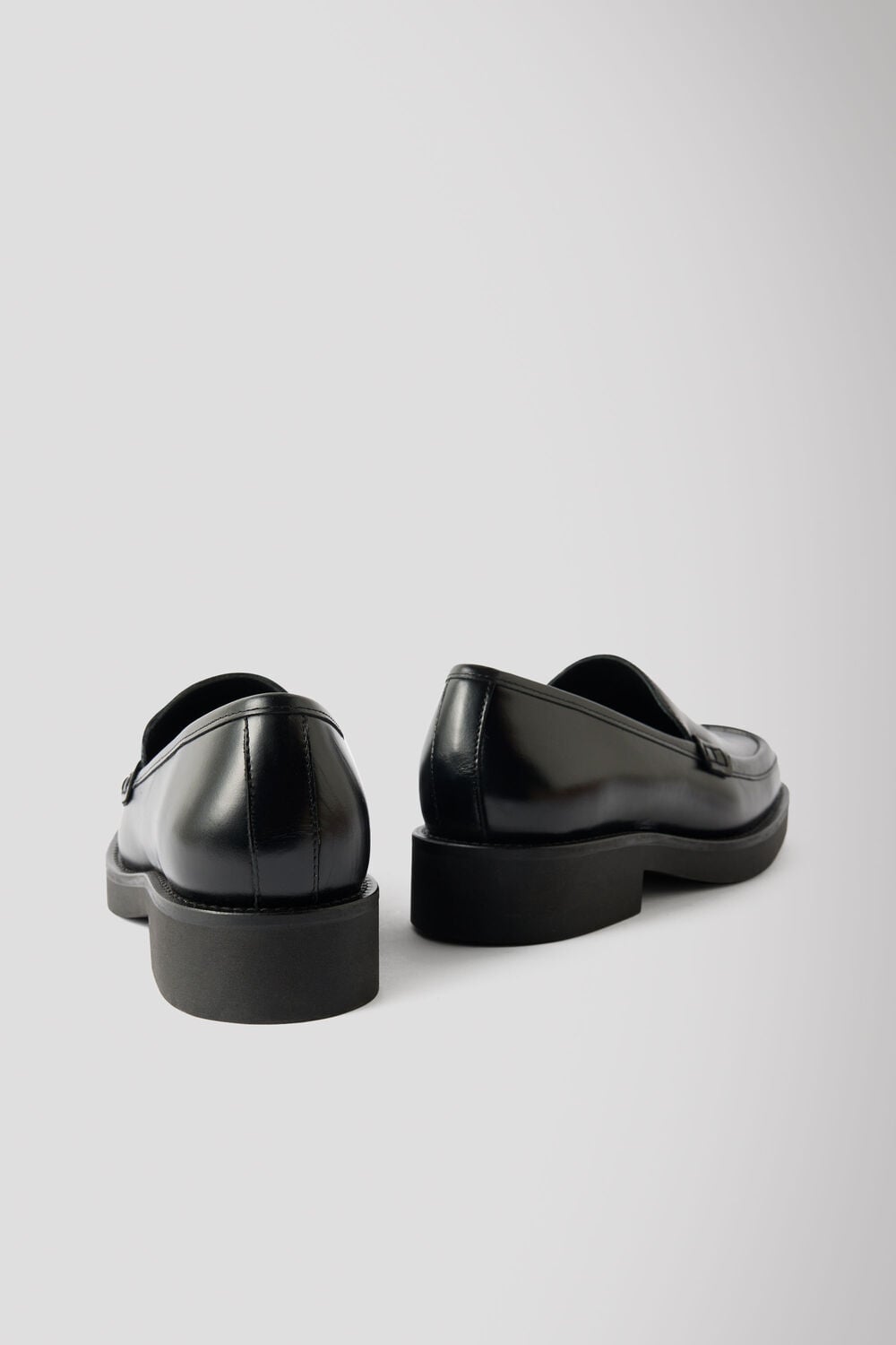 Black Square Toe Leather Loafer