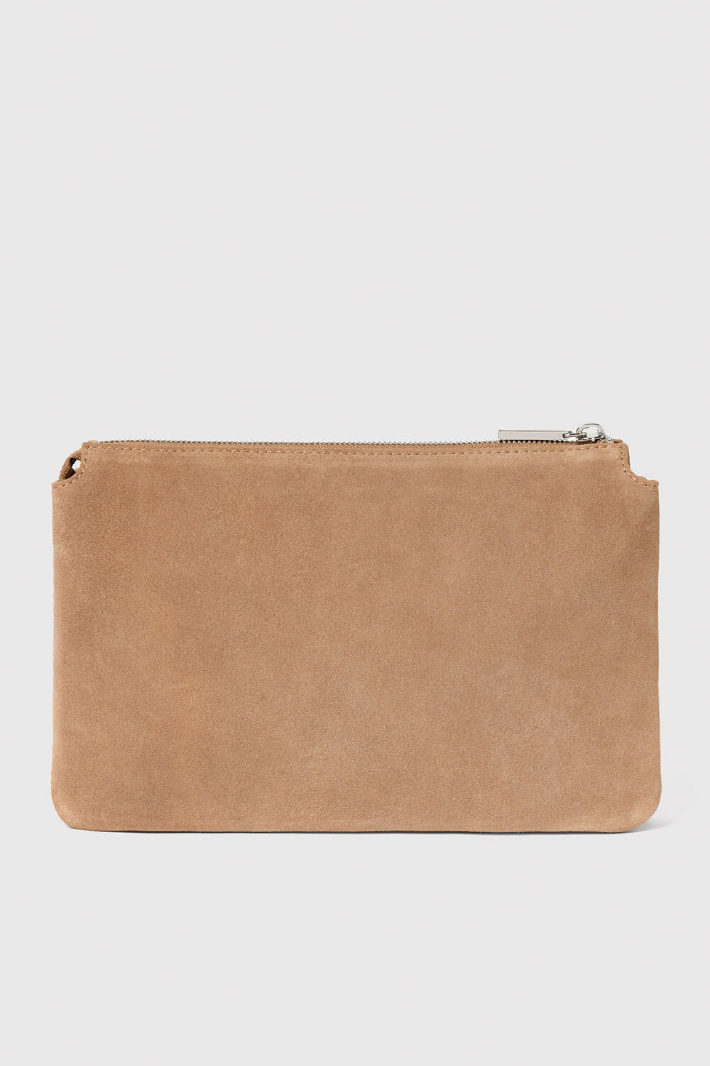 Taupe Elita Suede Pouch Clutch