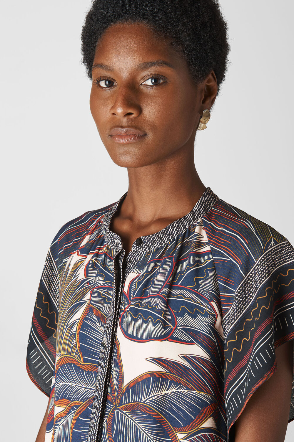 Palm Print Shirt Dress Multicolour