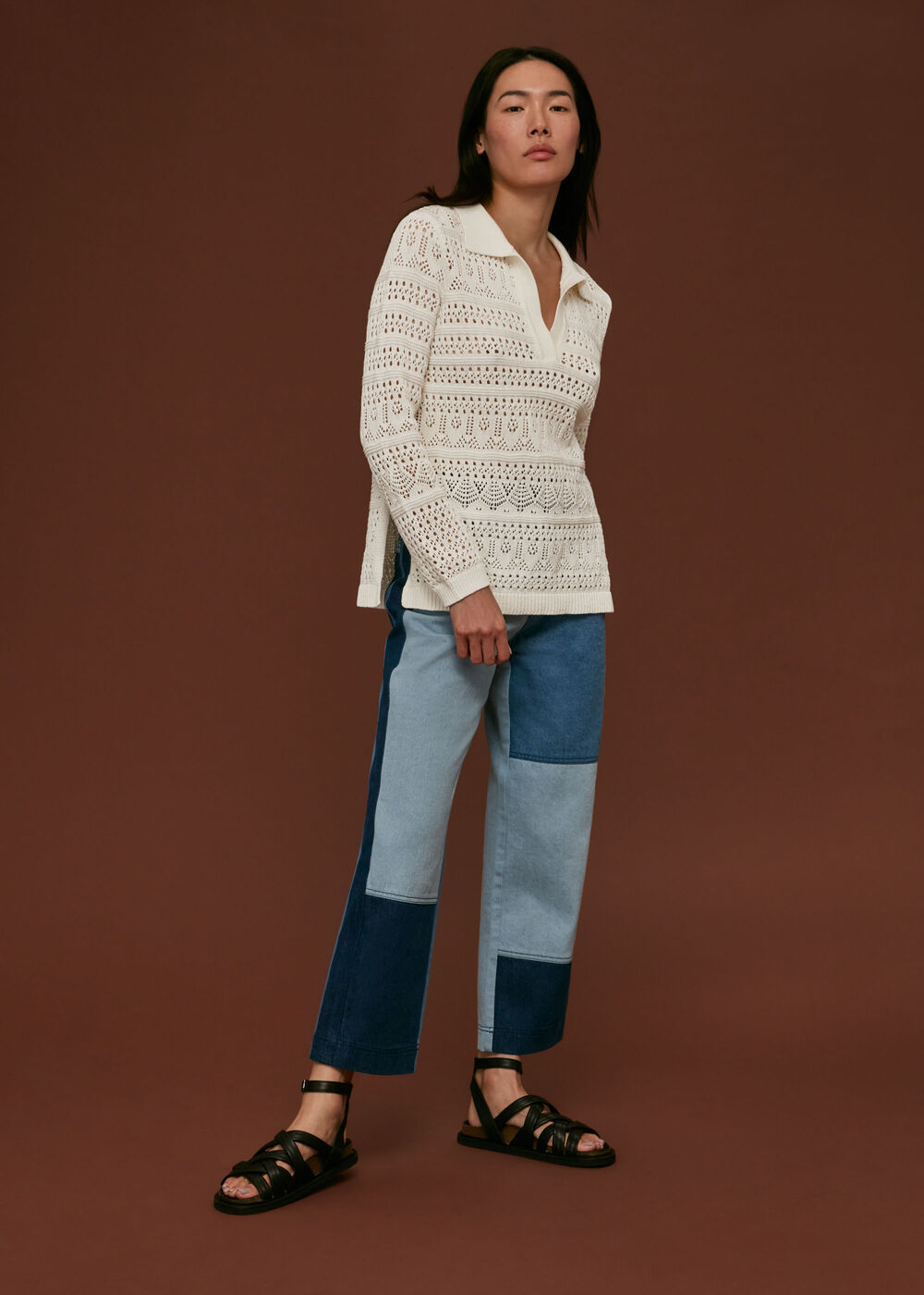 Crochet Collar Detail Top