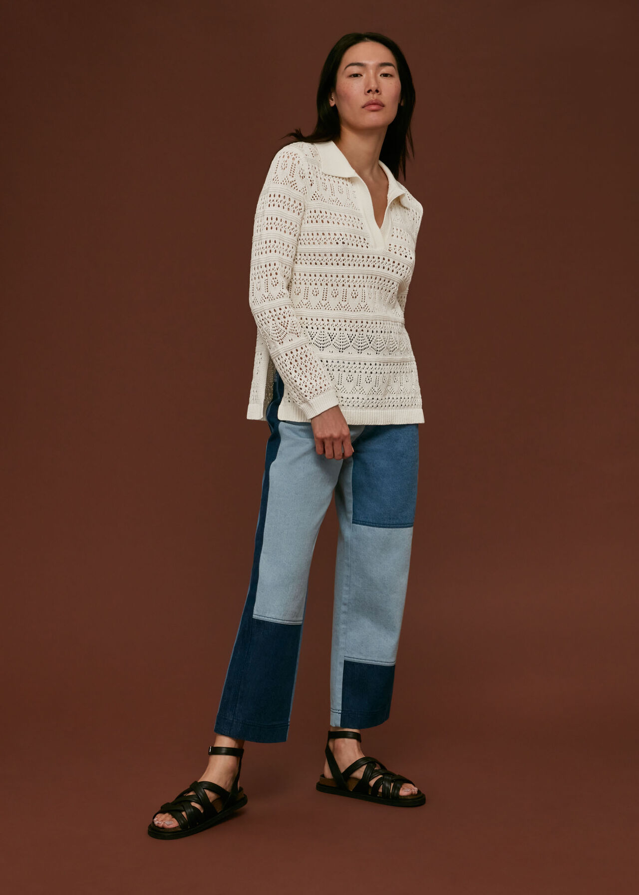 Crochet Collar Detail Top