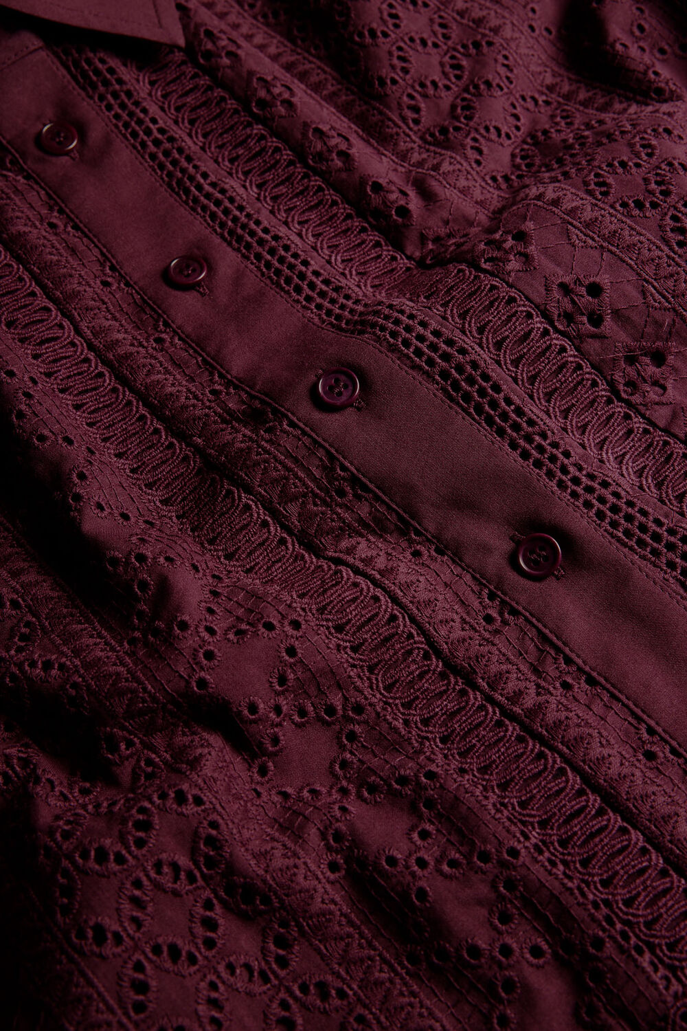 Plum Broderie Cotton Shirt