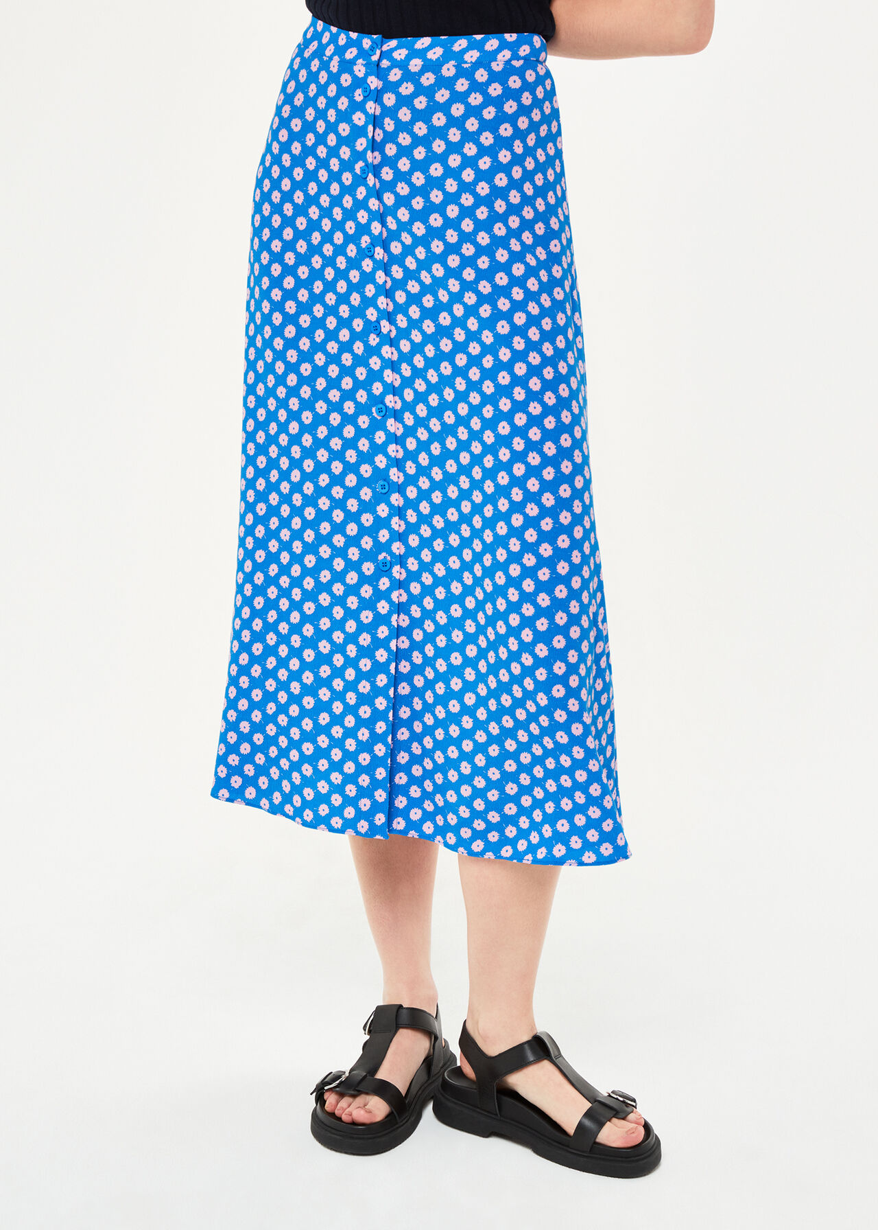 Blue/Multi Floral Sunburst Skirt | WHISTLES