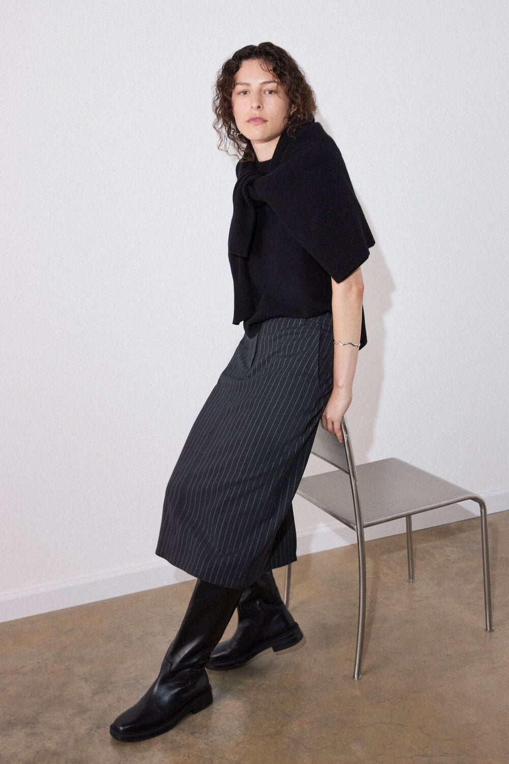 Stripe Detachable Lace Skirt