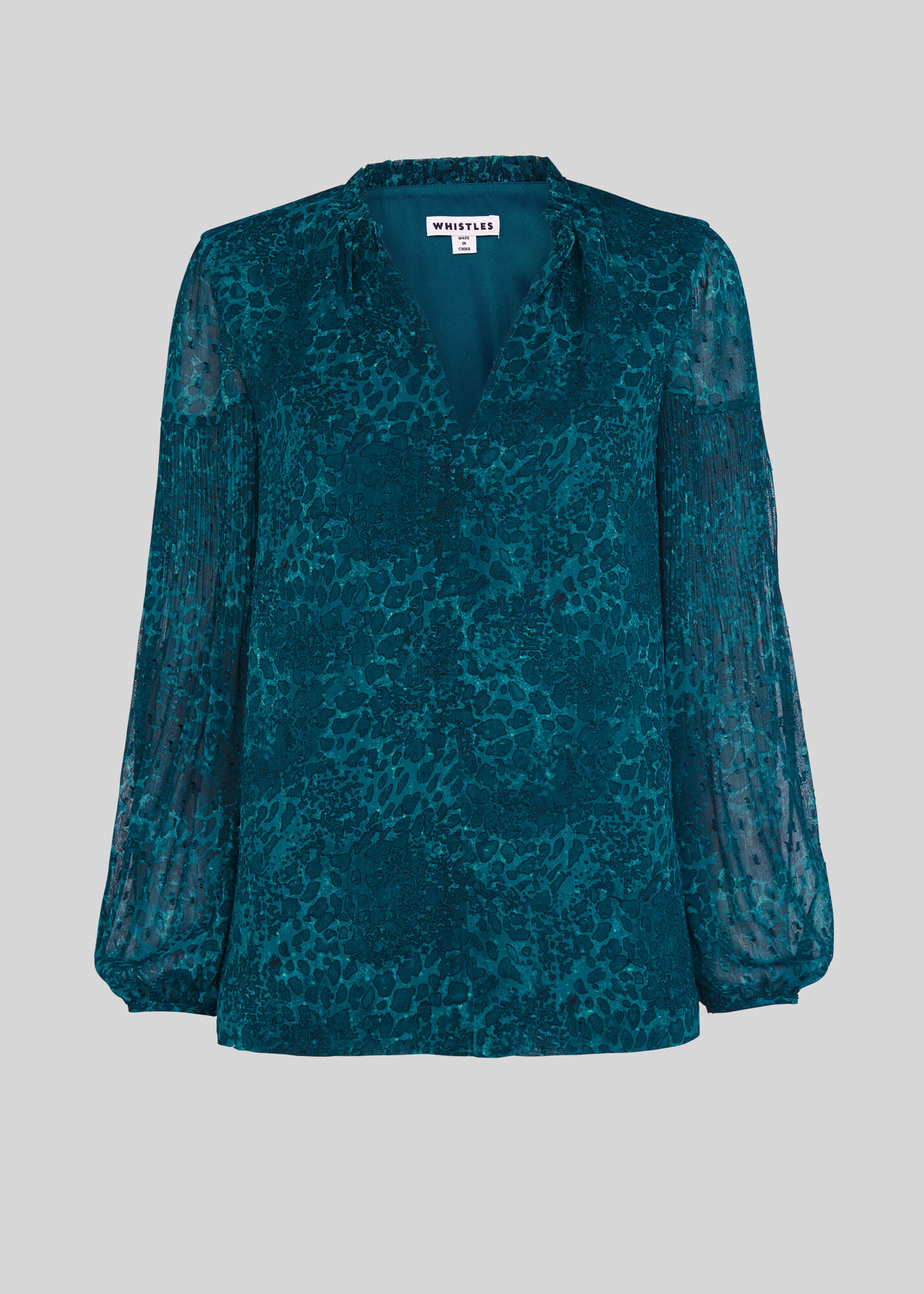 Teal Big Cat Dobby Blouse WHISTLES
