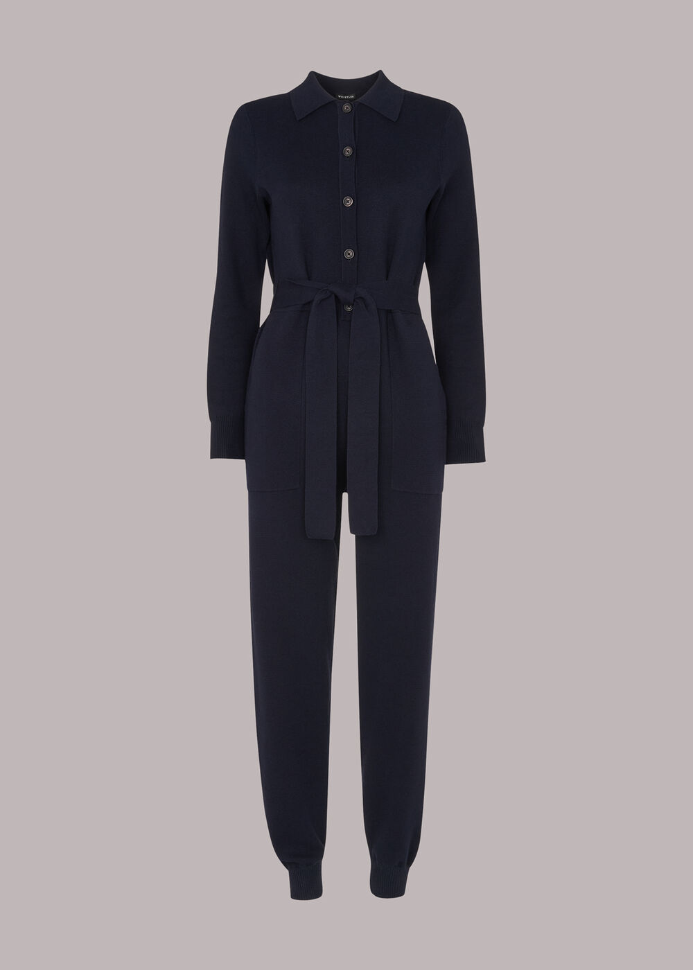 Knitted Button Front Jumpsuit